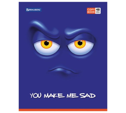 Тетрадь А5, 48 л., BRAUBERG, скоба, клетка, обложка картон, МОРДАШКА, 402045