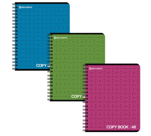 Тетрадь А5, 48 л., BRAUBERG, гребень, клетка, обложка картон, МОНОХРОМ 2, 402046