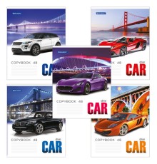 Тетрадь А5, 48 л., BRAUBERG скоба, клетка, обложка картон, КРУТЫЕ ТАЧКИ 2, 402052