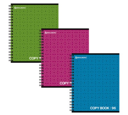 Тетрадь А5, 96 л., BRAUBERG, гребень, клетка, обложка картон, МОНОХРОМ 2, 402056