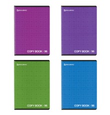 Тетрадь А4, 96 л., BRAUBERG, гребень, клетка, обложка картон, МОНОХРОМ 2, 402058