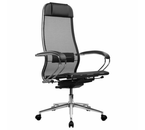 Кресло МЕТТА "ErgoLife" 10 B1-104K, хром, синхромеханизм, прочная сетка, черное