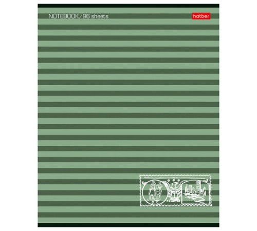 Тетрадь А5, 96 л., HATBER, скоба, линия, обложка картон, 