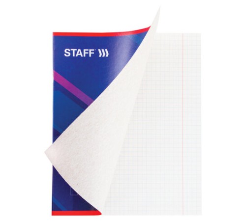 Тетрадь А5, 40 л., STAFF скоба, клетка, офсет №2 ЭКОНОМ, обложка картон, 