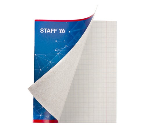 Тетрадь А5, 40 л., STAFF скоба, клетка, офсет №2 ЭКОНОМ, обложка картон, 