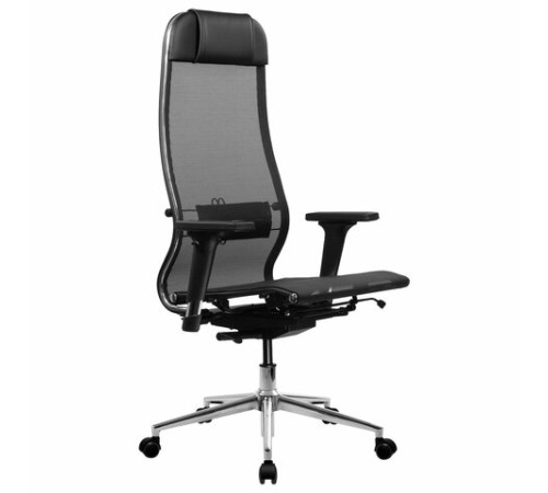 Кресло МЕТТА "ErgoLife" 10 B1-104D, хром, синхромеханизм, 2D-подлокотники, прочная сетка, черное