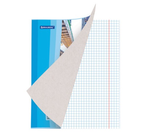 Тетрадь А5, 48 л., BRAUBERG, скоба, клетка, обложка картон, МЕГАПОЛИС, 402777