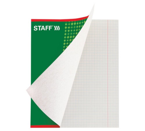 Тетрадь А5, 48 л., STAFF, скоба, клетка, офсет №2 ЭКОНОМ, обложка картон, 