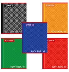 Тетрадь А5, 48 л., STAFF, скоба, клетка, офсет №2 ЭКОНОМ, обложка картон, 