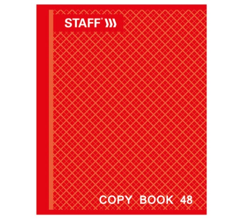 Тетрадь А5, 48 л., STAFF, скоба, клетка, офсет №2 ЭКОНОМ, обложка картон, 