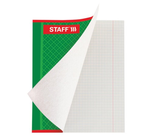 Тетрадь А5, 48 л., STAFF, скоба, клетка, офсет №2 ЭКОНОМ, обложка картон, 