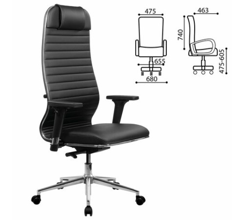 Кресло МЕТТА "ErgoLife" 10 B1-117D, хром, синхромеханизм, 2D-подлокотники, экокожа, черное Кресло МЕТТА "ErgoLife" 10 B1-117D, хром, синхромеханизм, 2D-подлокотники, экокожа, черное