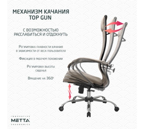 Кресло офисное МЕТТА "L1m 42", хром, сиденье и спинка мягкие, велюр, бежевое Кресло офисное МЕТТА "L1m 42", хром, сиденье и спинка мягкие, велюр, бежевое