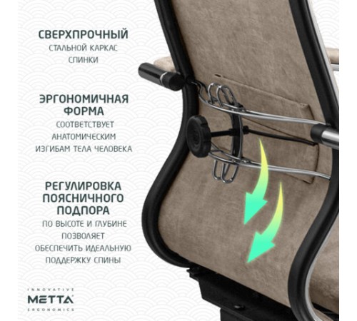 Кресло офисное МЕТТА "L1m 42", хром, сиденье и спинка мягкие, велюр, бежевое Кресло офисное МЕТТА "L1m 42", хром, сиденье и спинка мягкие, велюр, бежевое