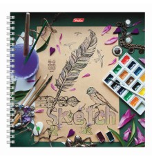 Скетчбук, белая бумага 120 г/м2, 210х210 мм, 60 л., гребень, 