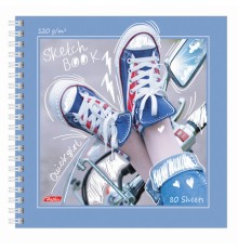 Скетчбук, белая бумага 120 г/м2, 170х170 мм, 80 л., гребень, 