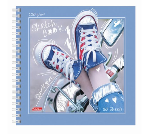 Скетчбук, белая бумага 120 г/м2, 170х170 мм, 80 л., гребень, 