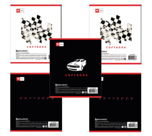 Тетрадь А5, 48 л., BRAUBERG, скоба, линия, обложка картон, СПОРТКАРЫ, 403027