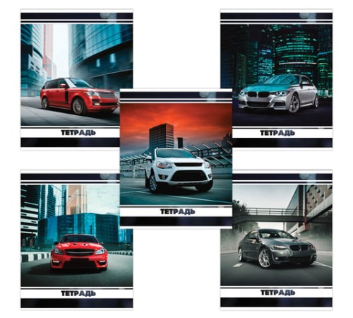 Тетрадь А5, 48 л., BRAUBERG, скоба, клетка, обложка картон, МАШИНЫ, 403038