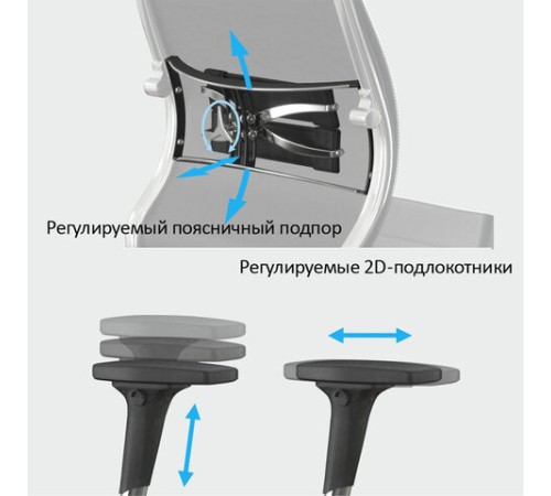 Кресло офисное МЕТТА "L1m 42/2D", хром, 2D-подлокотники, сиденье и спинка мягкие, велюр, темно-серое