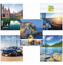 Тетрадь А5, 48 л., BRAUBERG, скоба, линия, обложка картон, МИКС, 403040