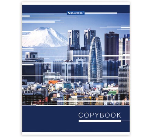 Тетрадь А5, 48 л., BRAUBERG скоба, клетка, металлизированный картон, ГОРОДА МИРА, 403044