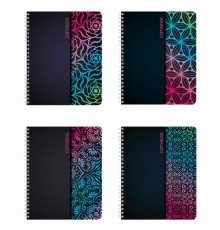 Тетрадь А5, 48 л., BRAUBERG, гребень, клетка, обложка картон, АБСТРАКЦИЯ, 403053