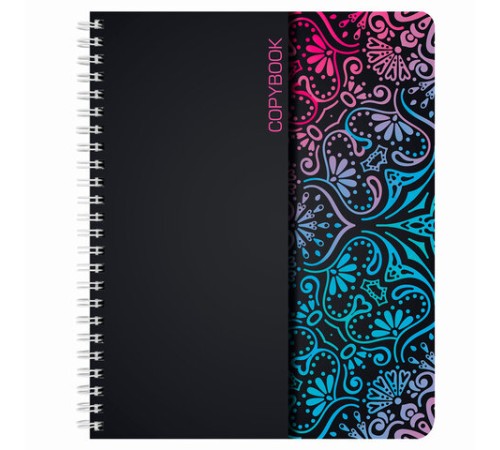 Тетрадь А5, 48 л., BRAUBERG, гребень, клетка, обложка картон, АБСТРАКЦИЯ, 403053