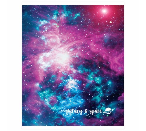 Тетрадь А5, 96 л., BRAUBERG, скоба, клетка, обложка картон, КОСМОС, 403059