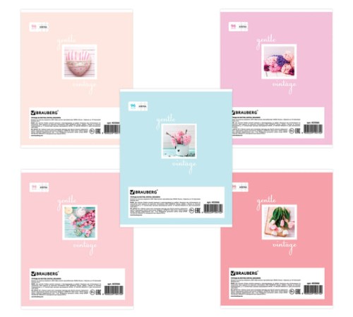 Тетрадь А5, 96 л., BRAUBERG, скоба, клетка, обложка картон, ПАСТЕЛЬ, 403066