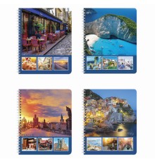 Тетрадь А5, 96 л., BRAUBERG, гребень, клетка, обложка картон, СТРАНЫ, 403068