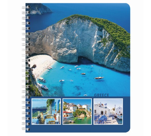 Тетрадь А5, 96 л., BRAUBERG, гребень, клетка, обложка картон, СТРАНЫ, 403068