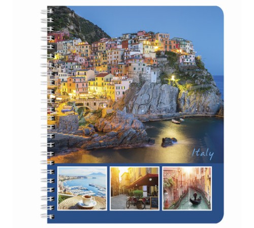 Тетрадь А5, 96 л., BRAUBERG, гребень, клетка, обложка картон, СТРАНЫ, 403068