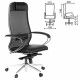 Кресло офисное МЕТТА "ErgoLife" Comfort, хром, сиденье мягкое, ткань-сетка/экокожа, черное