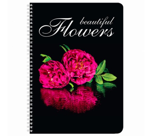 Тетрадь А4, 96 л., BRAUBERG, гребень, клетка, обложка картон, КРАСИВЫЕ ЦВЕТЫ, 403072