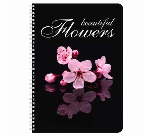 Тетрадь А4, 96 л., BRAUBERG, гребень, клетка, обложка картон, КРАСИВЫЕ ЦВЕТЫ, 403072