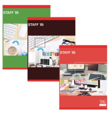 Тетрадь А4, 96 л., STAFF Basic скоба, клетка, офсет №2 ЭКОНОМ, обложка картон, 