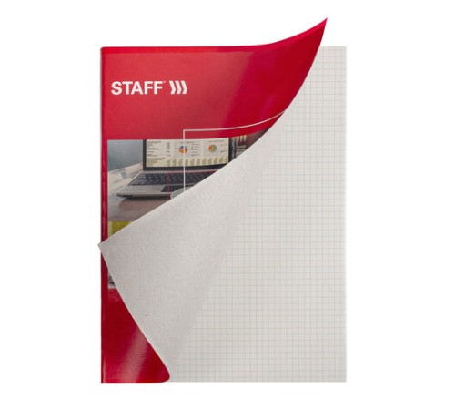 Тетрадь А4, 96 л., STAFF Basic скоба, клетка, офсет №2 ЭКОНОМ, обложка картон, 