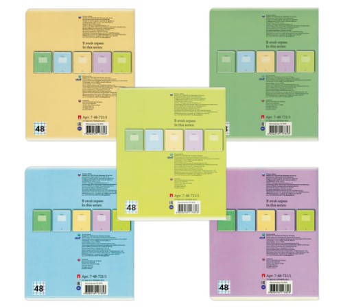 Тетрадь А5, 48 л., АЛЬТ, скоба, клетка, выборочный лак, 