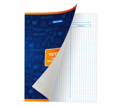 Тетрадь-словарь для записи иностранных слов А5 48 л., скоба, клетка, BRAUBERG, 403561