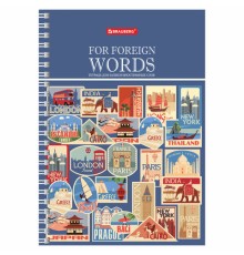 Тетрадь-словарь для записи иностранных слов А5 48 л., гребень, клетка, BRAUBERG, 403563
