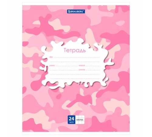 Тетрадь 24 л. BRAUBERG клетка, обложка картон, 