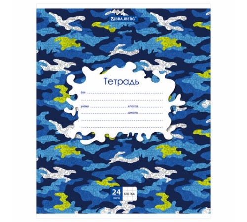 Тетрадь 24 л. BRAUBERG клетка, обложка картон, 