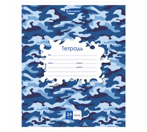 Тетрадь 24 л. BRAUBERG клетка, обложка картон, 
