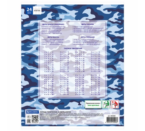 Тетрадь 24 л. BRAUBERG клетка, обложка картон, 