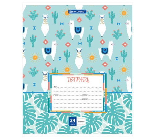 Тетрадь 24 л. BRAUBERG линия, обложка картон, 