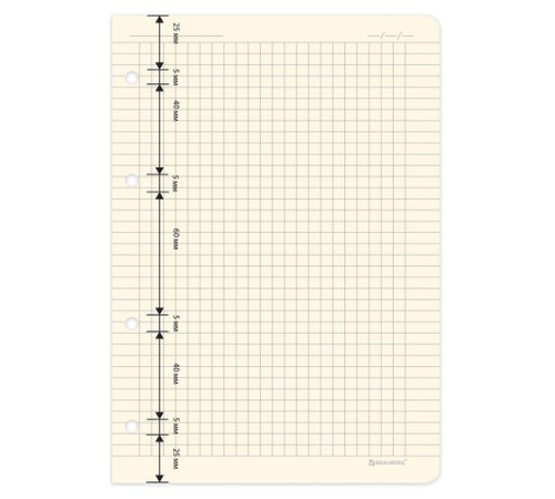 Сменный блок для тетради на кольцах А5 120 л., BRAUBERG, ПОВЫШЕННОЙ ПЛОТНОСТИ, кремовый, 403639