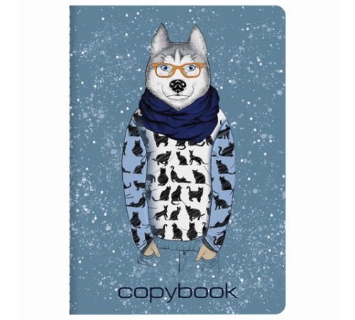 Тетрадь 40 л. в клетку обложка SoftTouch, бежевая бумага 70 г/м2, сшивка, А5 (147х210 мм), ВОЛК В ОЧКАХ, BRAUBERG, 403767