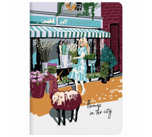 Тетрадь 40 л. в клетку обложка SoftTouch, бежевая бумага 70 г/м2, сшивка, А5 (147х210 мм), ЛАМЫ, BRAUBERG, 403776