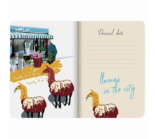 Тетрадь 40 л. в клетку обложка SoftTouch, бежевая бумага 70 г/м2, сшивка, А5 (147х210 мм), ЛАМЫ, BRAUBERG, 403776